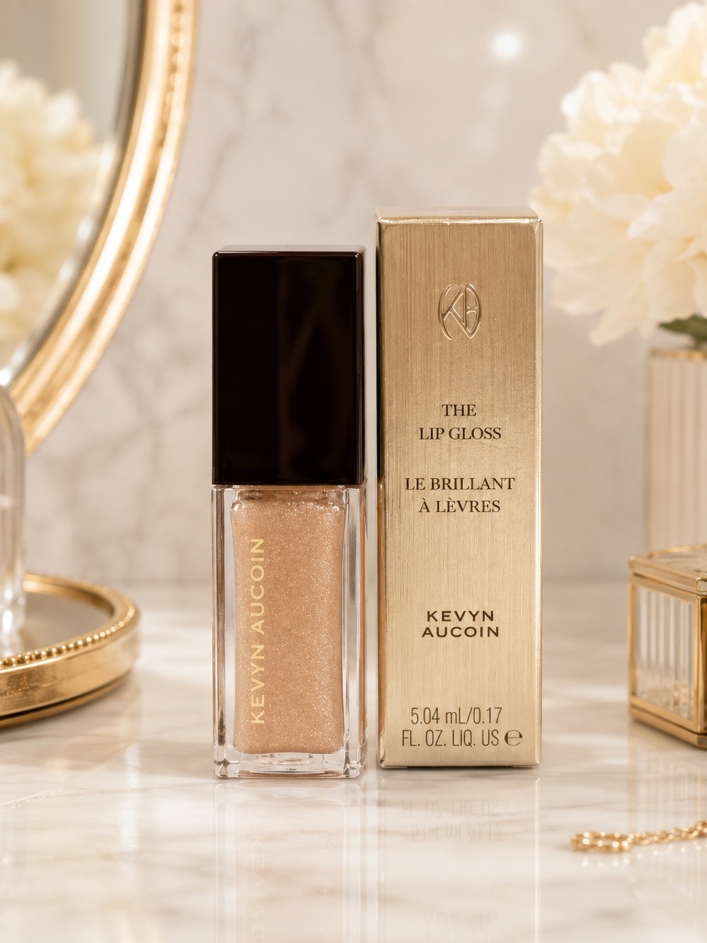 Kevyn Aucoin The Lip Gloss Candelight Champagne Gold NIB Hydrating Luxury